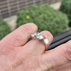 Elegant Silver Triple Stone Ring